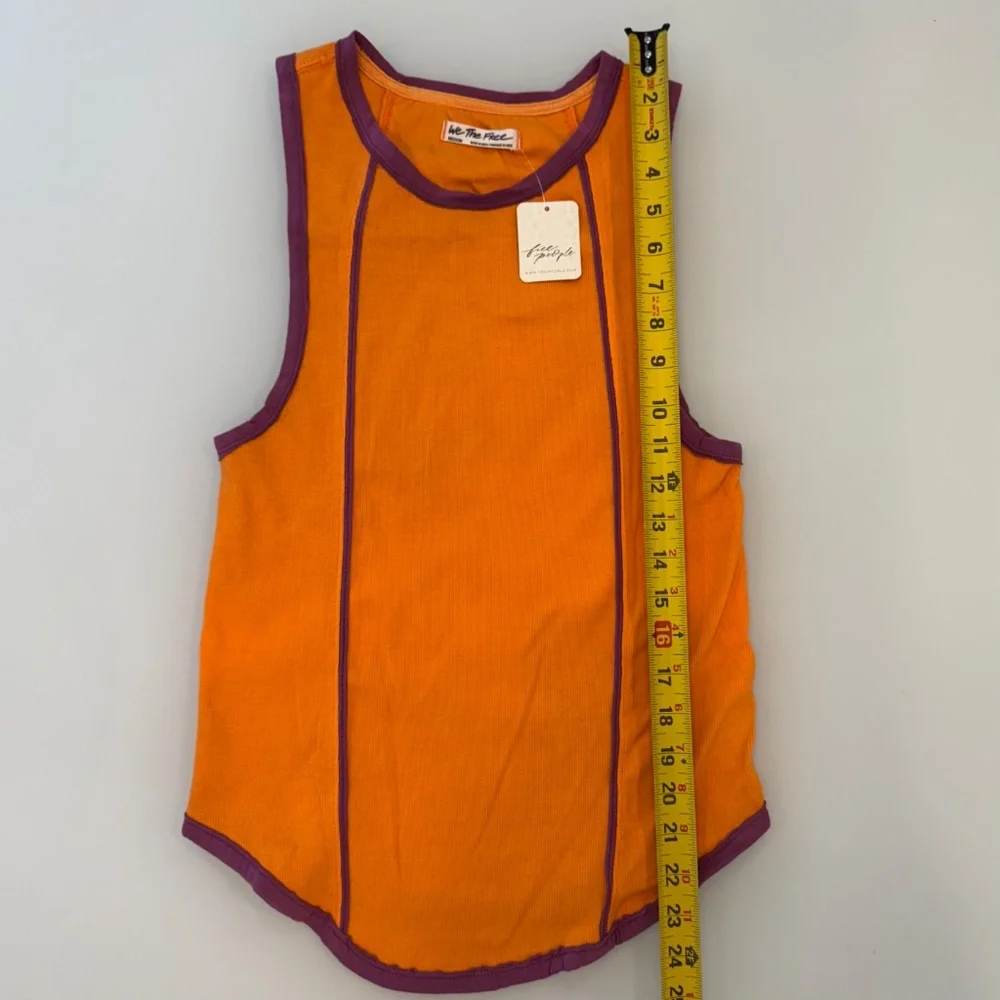 Free People - We The Free Orange & Purple Ribbed Tank Top NWT, Size M - Picture 5 of 9